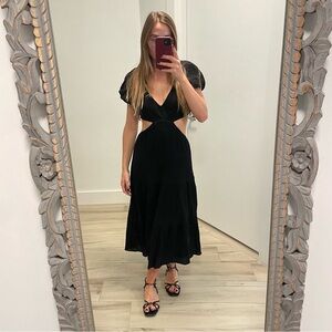 Astr Black Cut-Out Puff Sleeve Dress